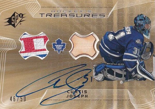 AUTO stick karta CURTIS JOSEPH 01-02 SPx Hockey´s Treasures /50